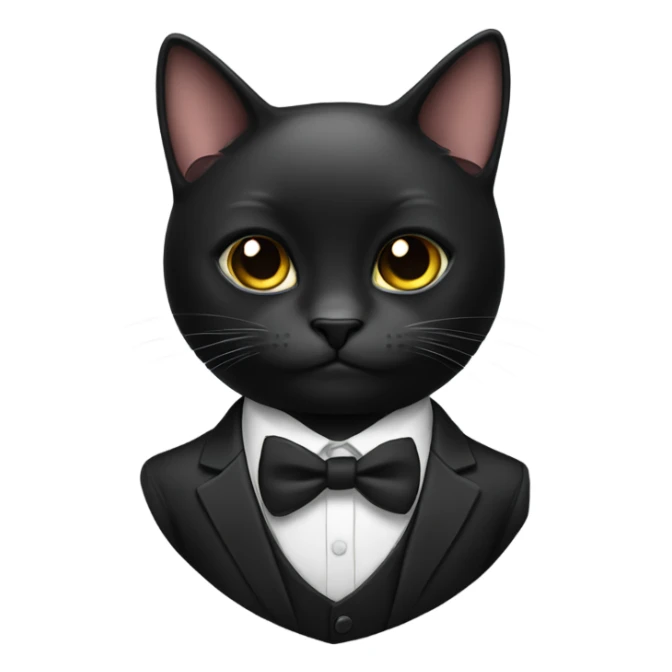 Black cat in a black suit with a bow tie  sticker