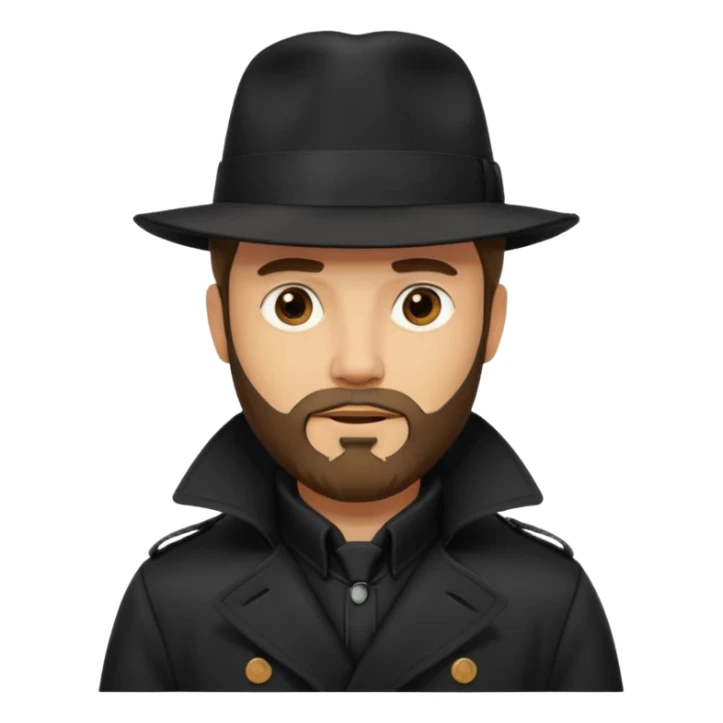 bearded man in black in black trenchcoat  sticker