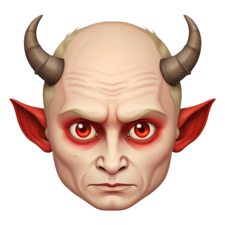 realistic devil Putin with textured skin, expressive eyes, and elaborate horns sticker