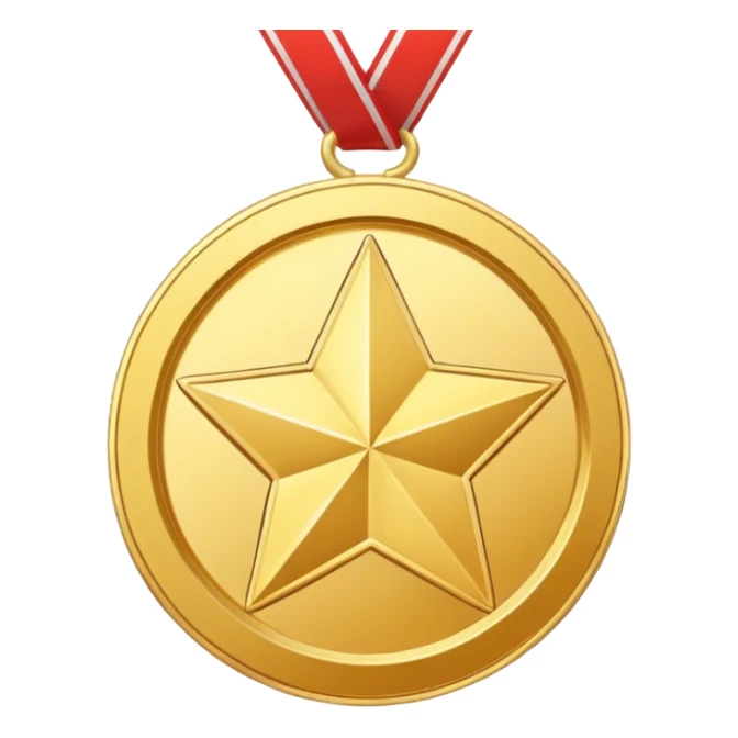JUST THE CIRCLE golden medal in star shape, central empty space, details in border, golden sticker