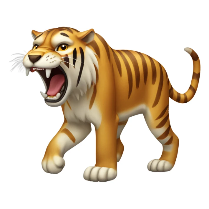saber tooth tiger with brown fur and long canine teeth sticker