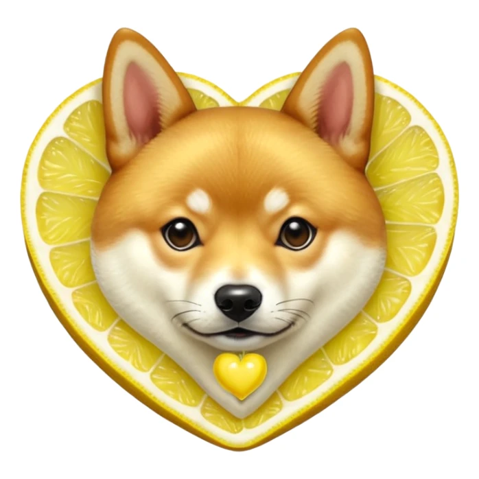 Shiba Jasper realistic heart shaped lemon slice sticker