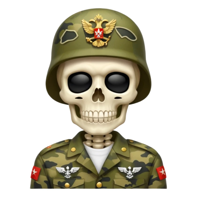 generate a realistic skeleton in Russian military camouflage sticker