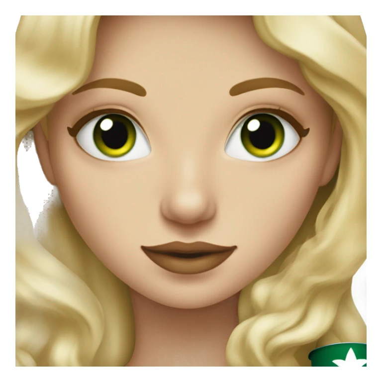 blonde girl with green eyes seeping starbucks coffee  sticker