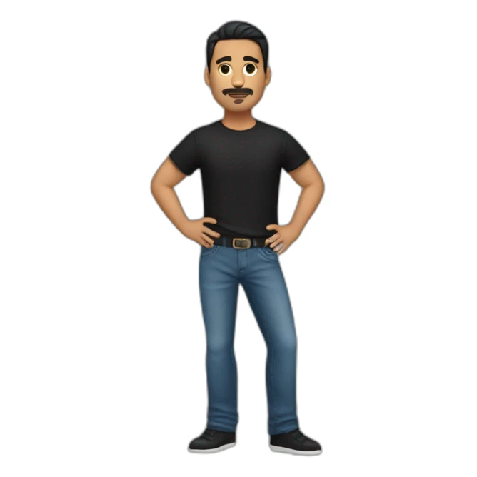 a full body mexican gentleman with black Tshirt and jeans sticker