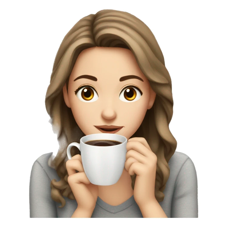 A white girl with brown eyes brown hair drinking coffe sticker