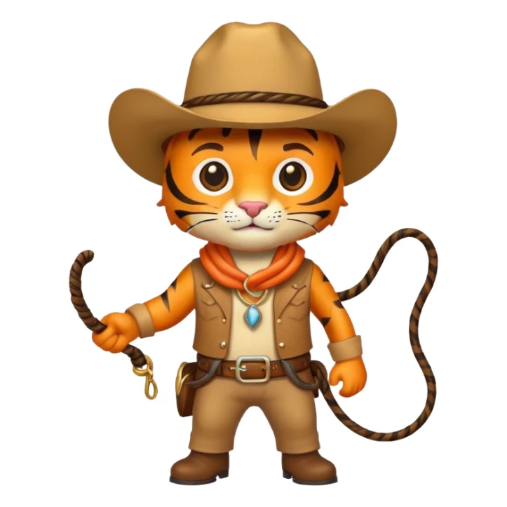 Tiger cowboy with hat and lasso sticker