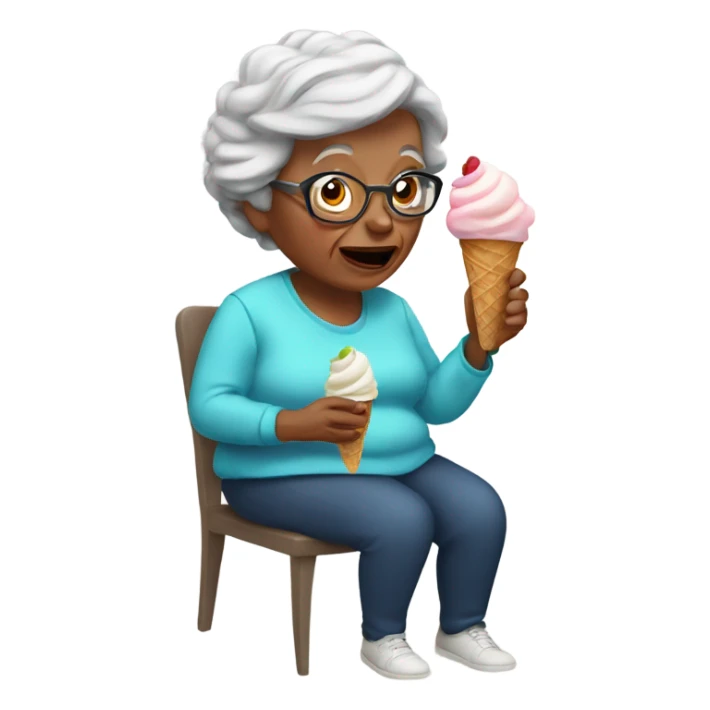 Grandmom eating ice cream sticker