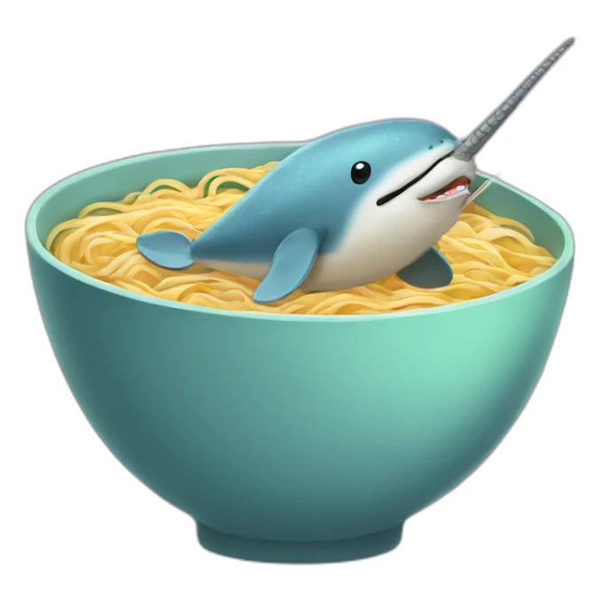 narwhal swimming in a bowl of ramen sticker