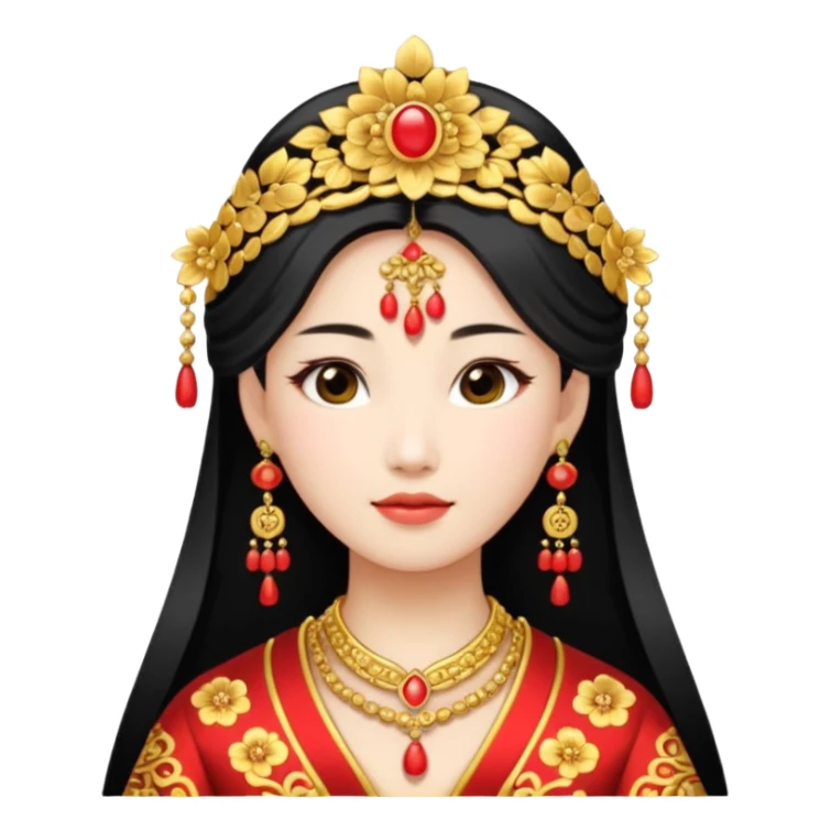 Chinese bride getup, heavy jewelary, traditional. sticker