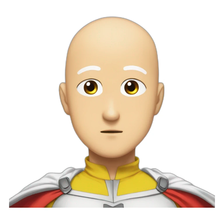 ultimate extreme anime bald one punch man with red cape and yellow costume sticker