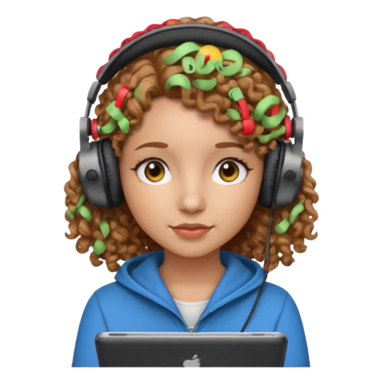 girl videomaker with light brown curly hair  sticker