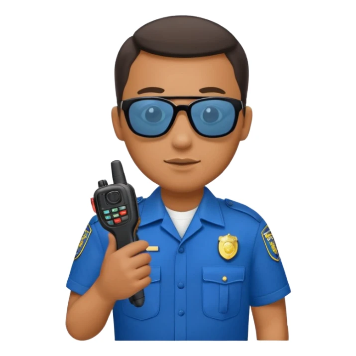 school security, sun glasses, holding walkie-talkie sticker
