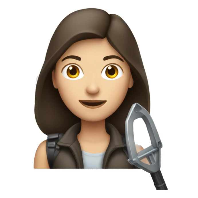 Brunette woman holding metal detector  sticker