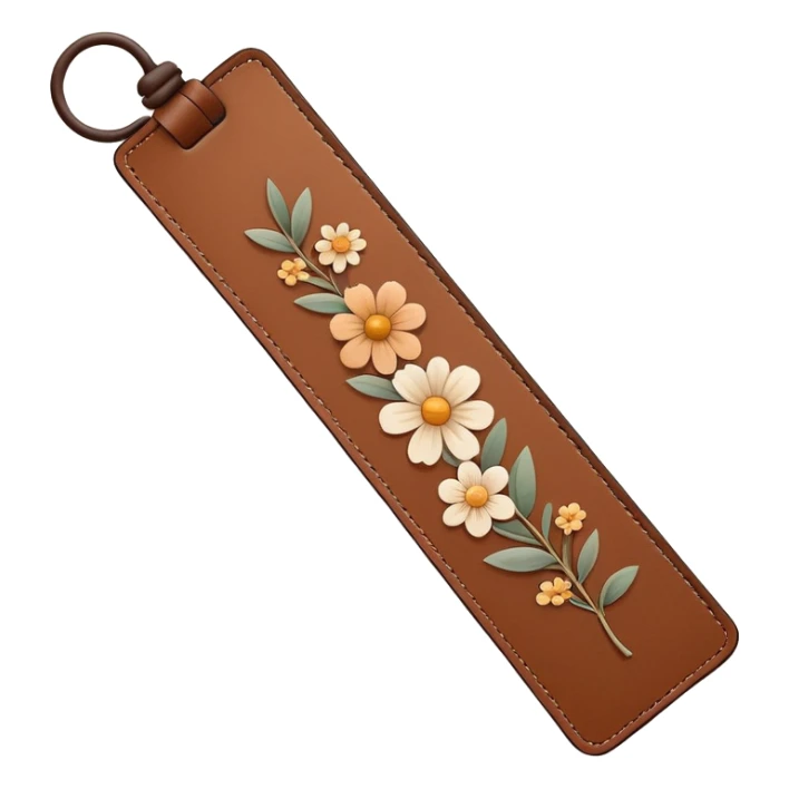 "A cute ‘Bookmark This!’ text with a minimalist leather bookmark and small floral details, warm neutral palette, hand-drawn sticker style sticker