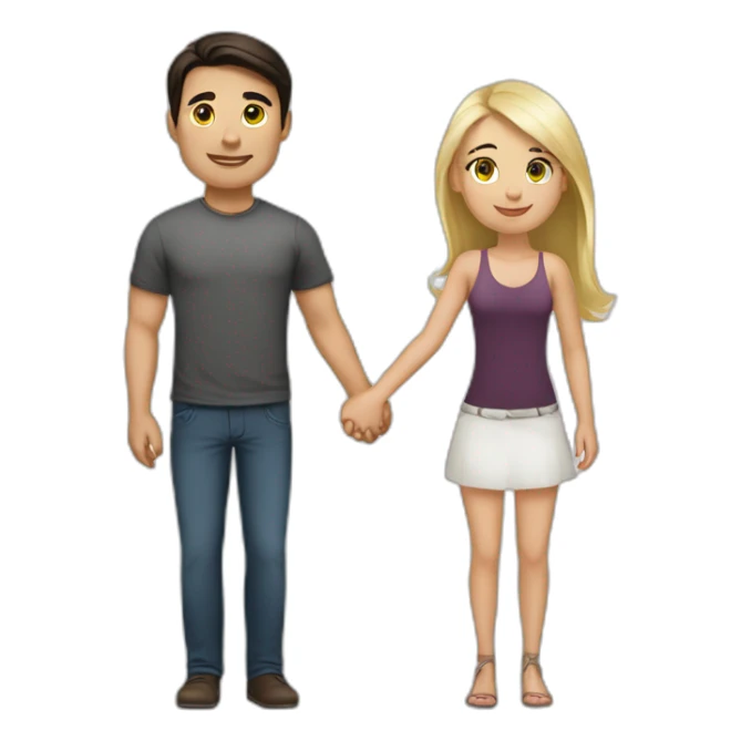 pretty blonde woman holding hands with handsome dark-haired man sticker