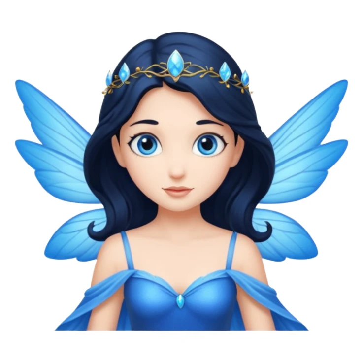 Flying blue fairy with dark hair and blue eyes sticker