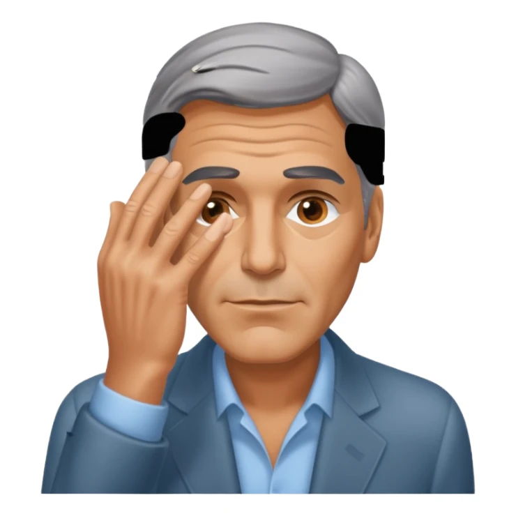 George clooney covering his eyes with his hand sticker