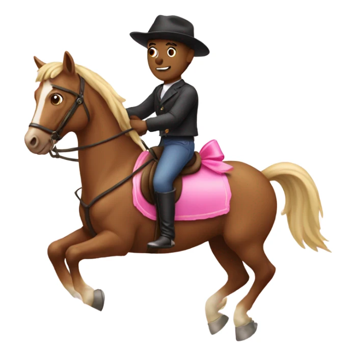 Men riding a horse with a pink bow  sticker