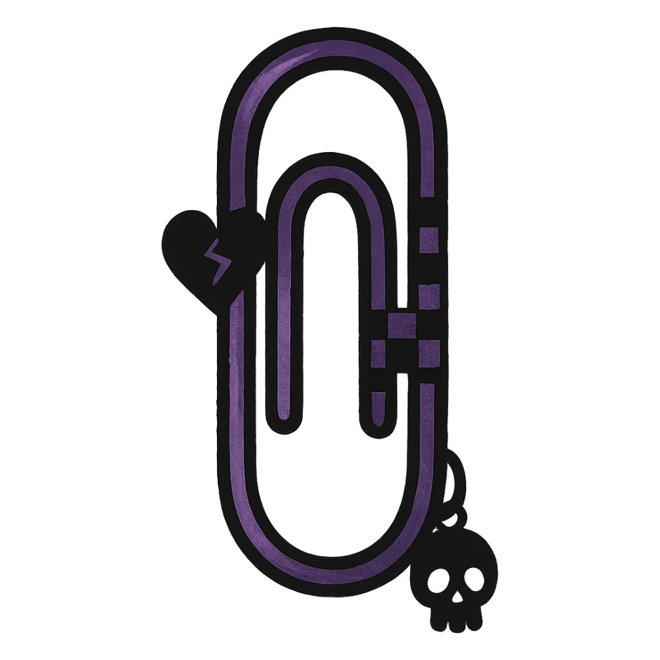 emo style black and purple paperclip sticker