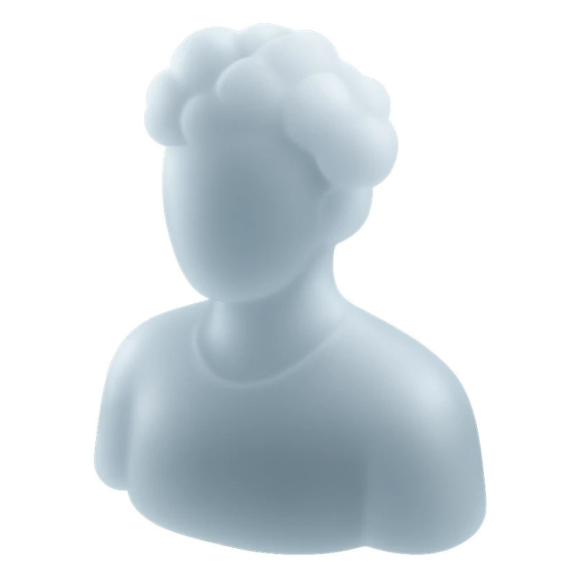 shoulder up, person made of white fluffy clouds, front view, matte glass style sticker