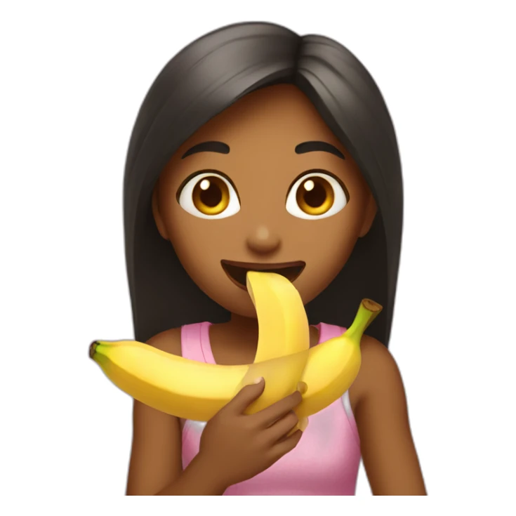 Girl eating banana whole sticker