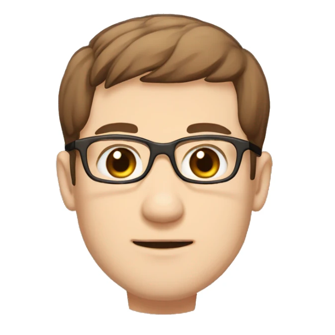 masterpiece, anime style, chibi, illustrated logo, medium short shot, emote for twitch of a 32 year old man, oval face, brown hair, glasses, brown eyes, white skin, white shirt, short hair
 sticker