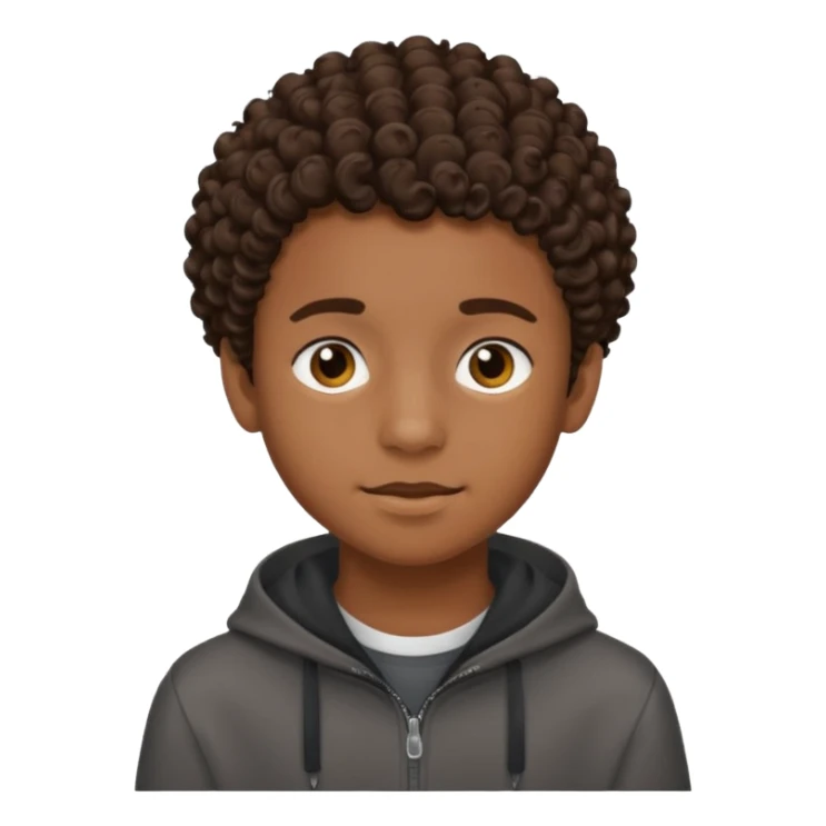 Black 15 year old boy with curly brown hair sticker