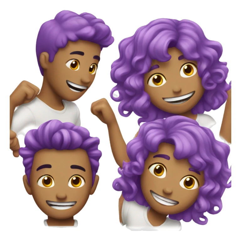 man smile purple hair three hearts overlay sticker