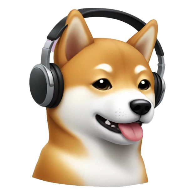 Shiba dog listening to music
 sticker