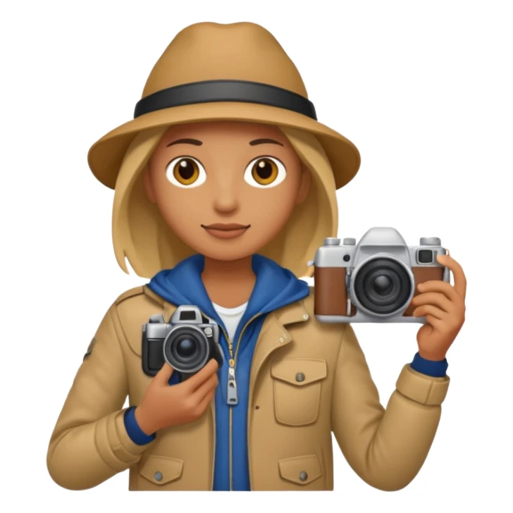 a tourist in europe holding a camera not wearing khaki sticker