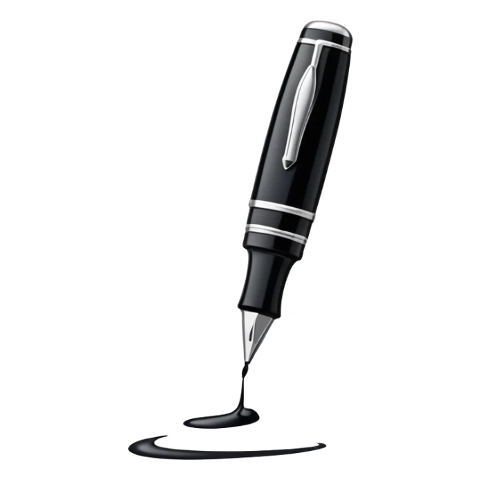 fountain pen drawing a smooth curved line, representing logo design sticker