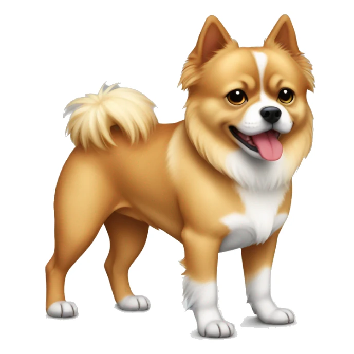 Pitbull mixed Pomeranian full body blonde red and white, short legs long body, long hair  sticker