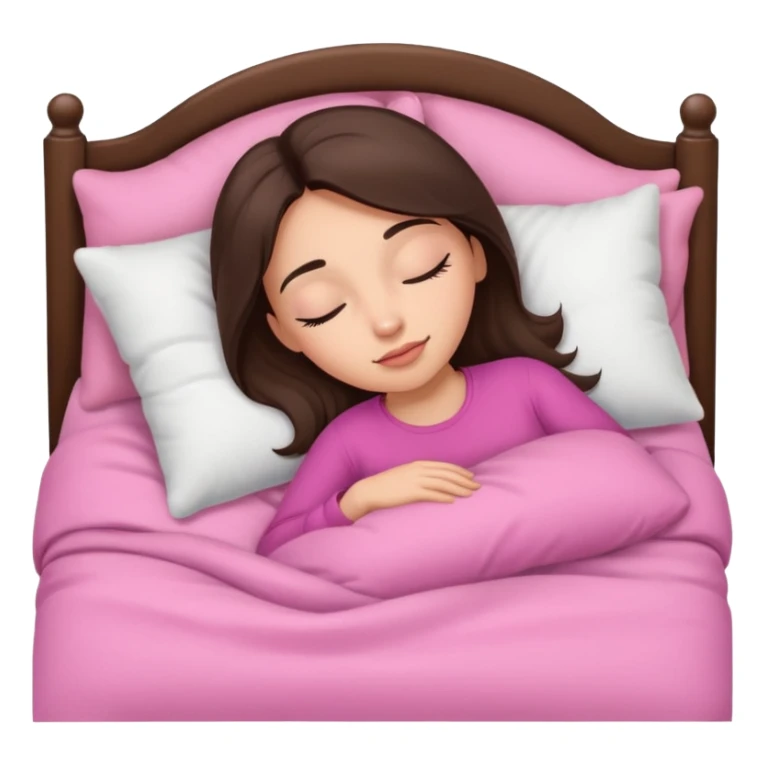 brunette-single-girl-in-pink-bed-sleeping-pretty-eyelashes-light-skin sticker