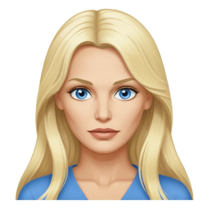 Daryl Hannah with blue eyes, long hair sticker