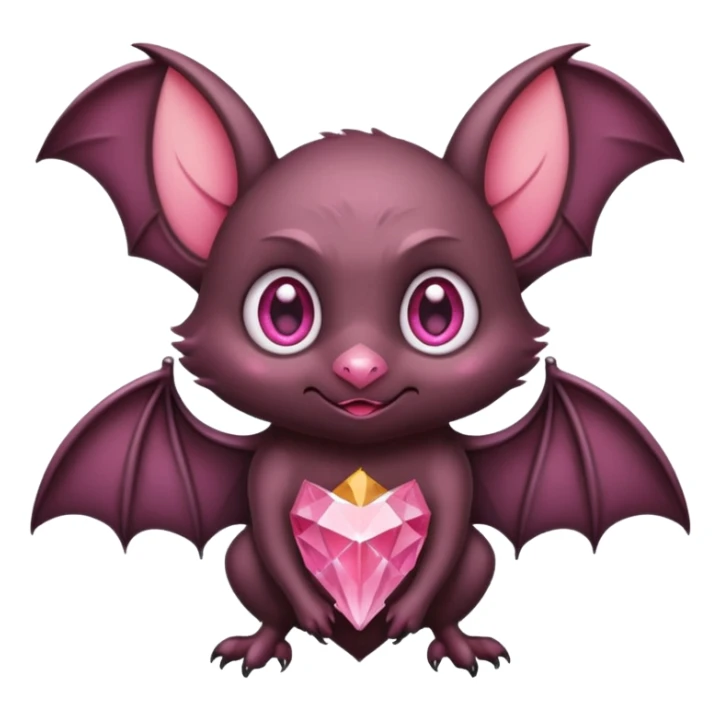 a normal bat witha pink diamond in its forhead, the full bat with his body, the diamond only in the forhead sticker