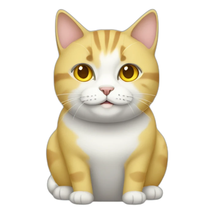 yellow grey and whit fat female cat sticker