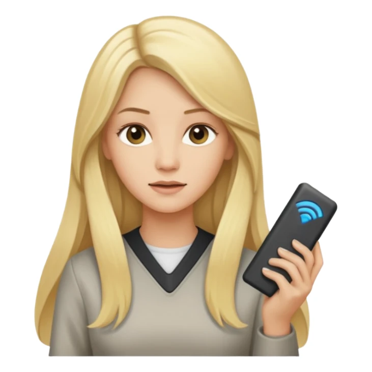 mujer  joven rubia con pelo largo con modem de internet sticker