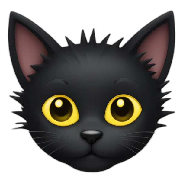 Black cat with spiky fur and big yellow eyes sticker