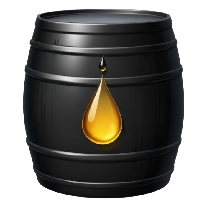 generate an ultra realistic black metal barrel without rust and with a black drop of oil on it sticker