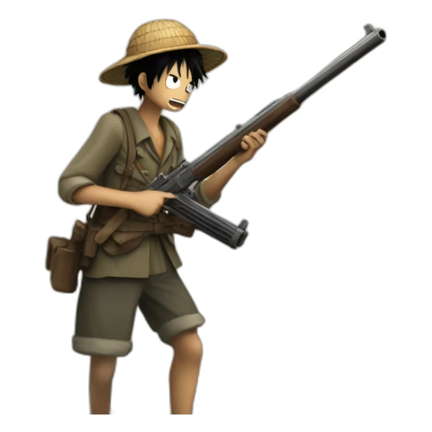 luffy with a gun in the trenches in world war 1 sticker
