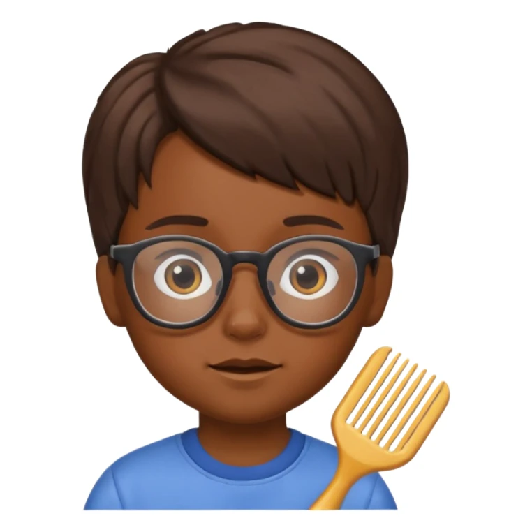 Kid with comb hair and glasses brown hair  sticker