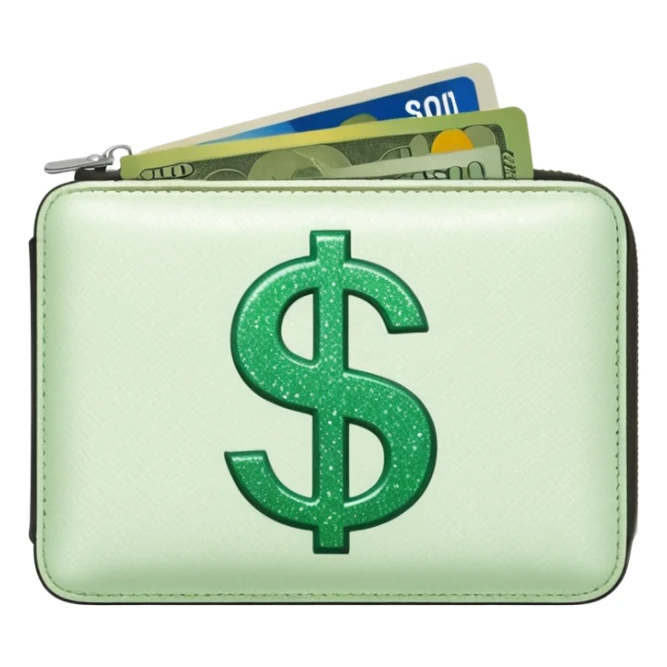 glitter white wallet green symbol $ sticker