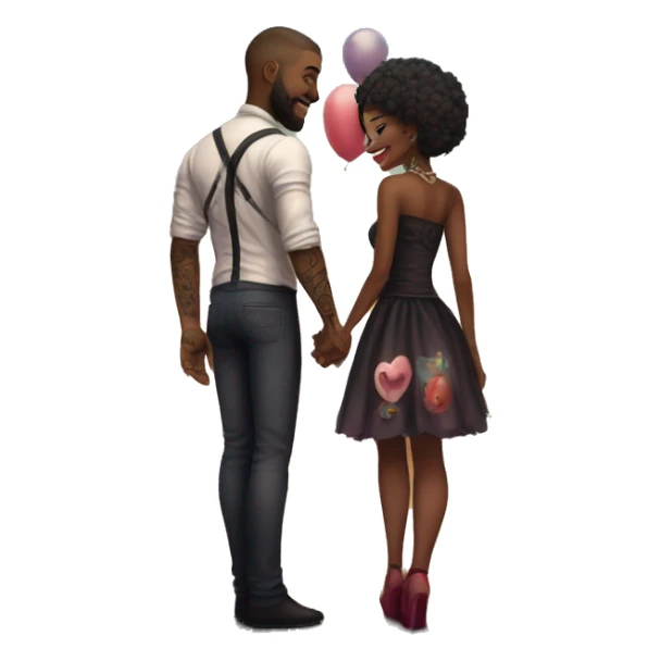 Romantic carnival date for beautiful tattooed couple sticker