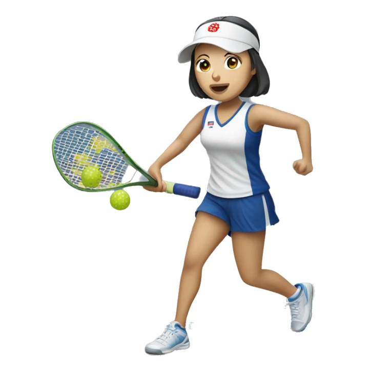 Japanese woman playing pickleball sticker
