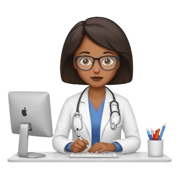 back woman doctor with glasses sticker