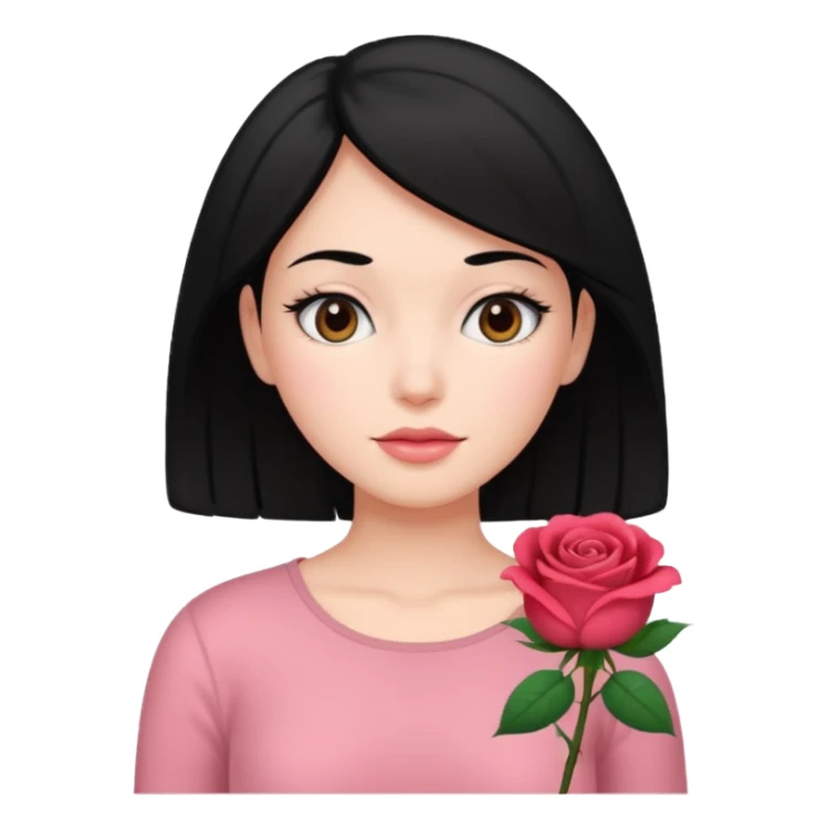 Black hair woman wearing rose top white skin sticker