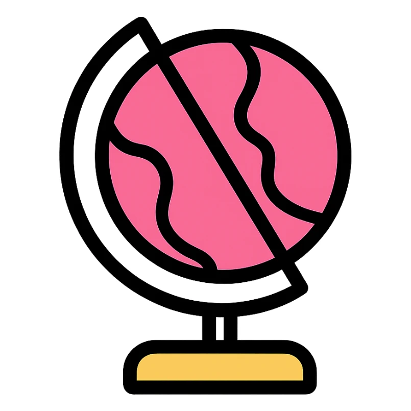 pink globe, simple and iconic, minimal details, clean lines sticker