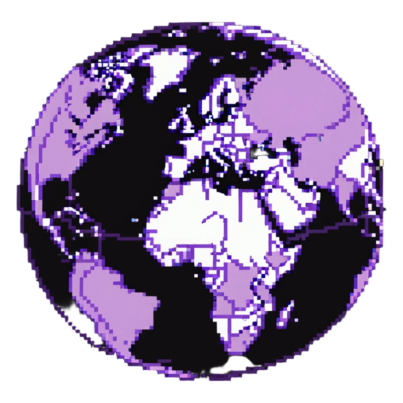 world globe with a connected network, purple and light pink colors sticker