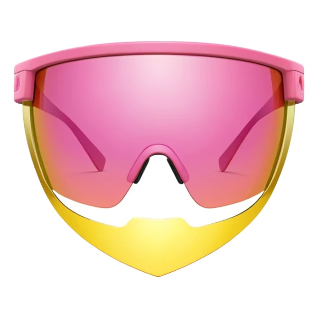 gigantic frame sporty pink shield visor sunglasses, enormously thick and chunky design, massive robust construction, one-piece lens, exaggerated thickness sticker